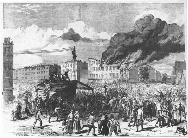 The Riots in New York: The Mob Burning the Provost Marshall's Office, July 13, 1863