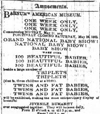 Baby Show Advertisement in the New York Tribune, May 1863