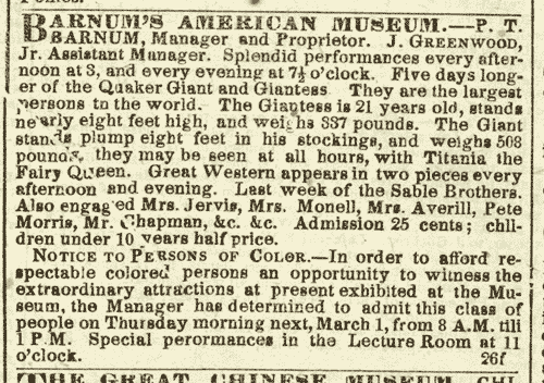 Notice to Persons of Color, New York Tribune, February 27, 1849