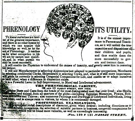 Advertisement for The Phrenological Cabinet, 1850