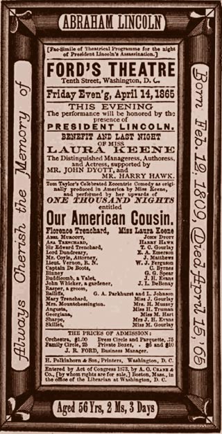 Memorial Playbill, Ford’s Theatre